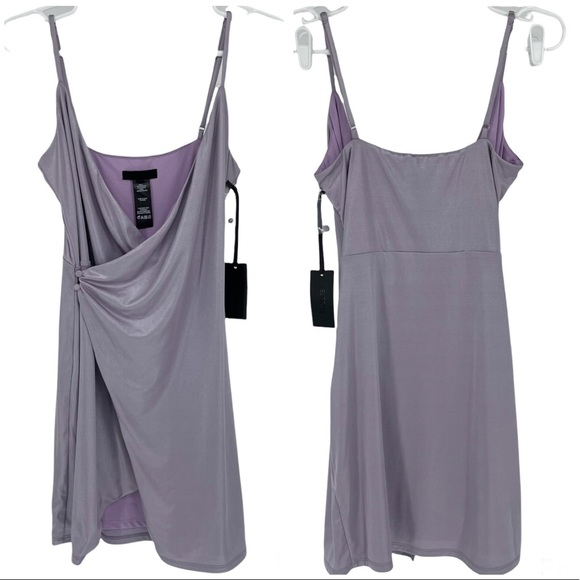 HOURS NWT REVOLVE FAUX WRAP STYLE MINI DRESS PURPLE SHIMMER - Picture 1 of 4